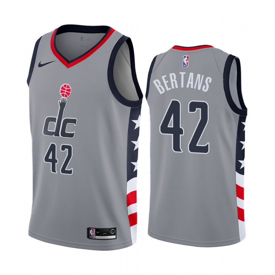 Men's Washington Wizards #42 Davis Bertans Grey NBA City Edition Stitched Jersey
